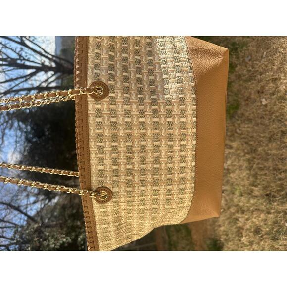 Tory Burch Woven Straw Tote Chain Shoulder Bag 2014 Retail $495 - Picture 7 of 10